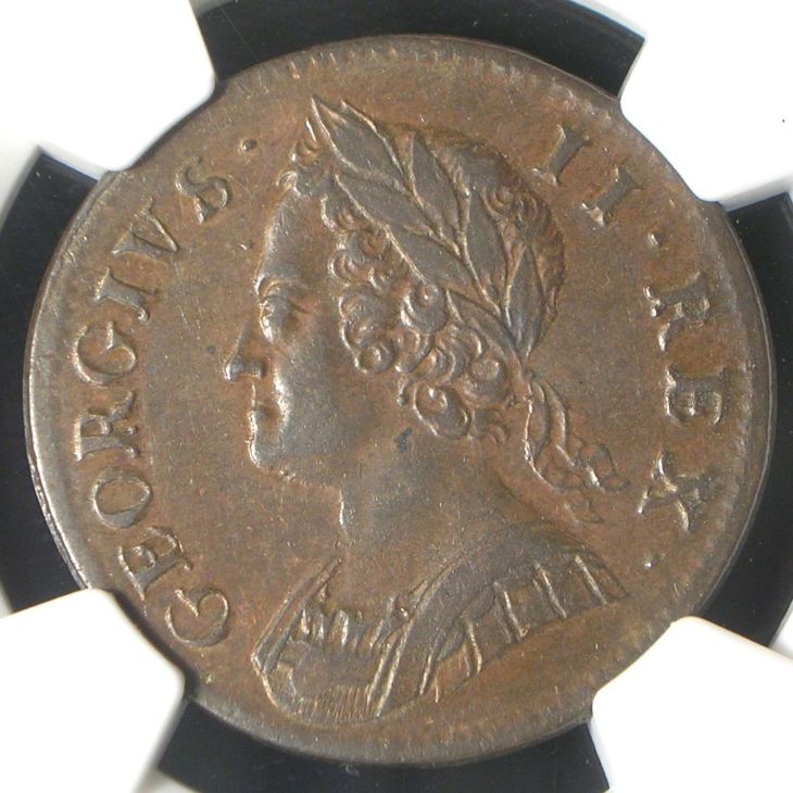 1754-George-II-Half-Penny-Graded-AU-55-By-NGC
